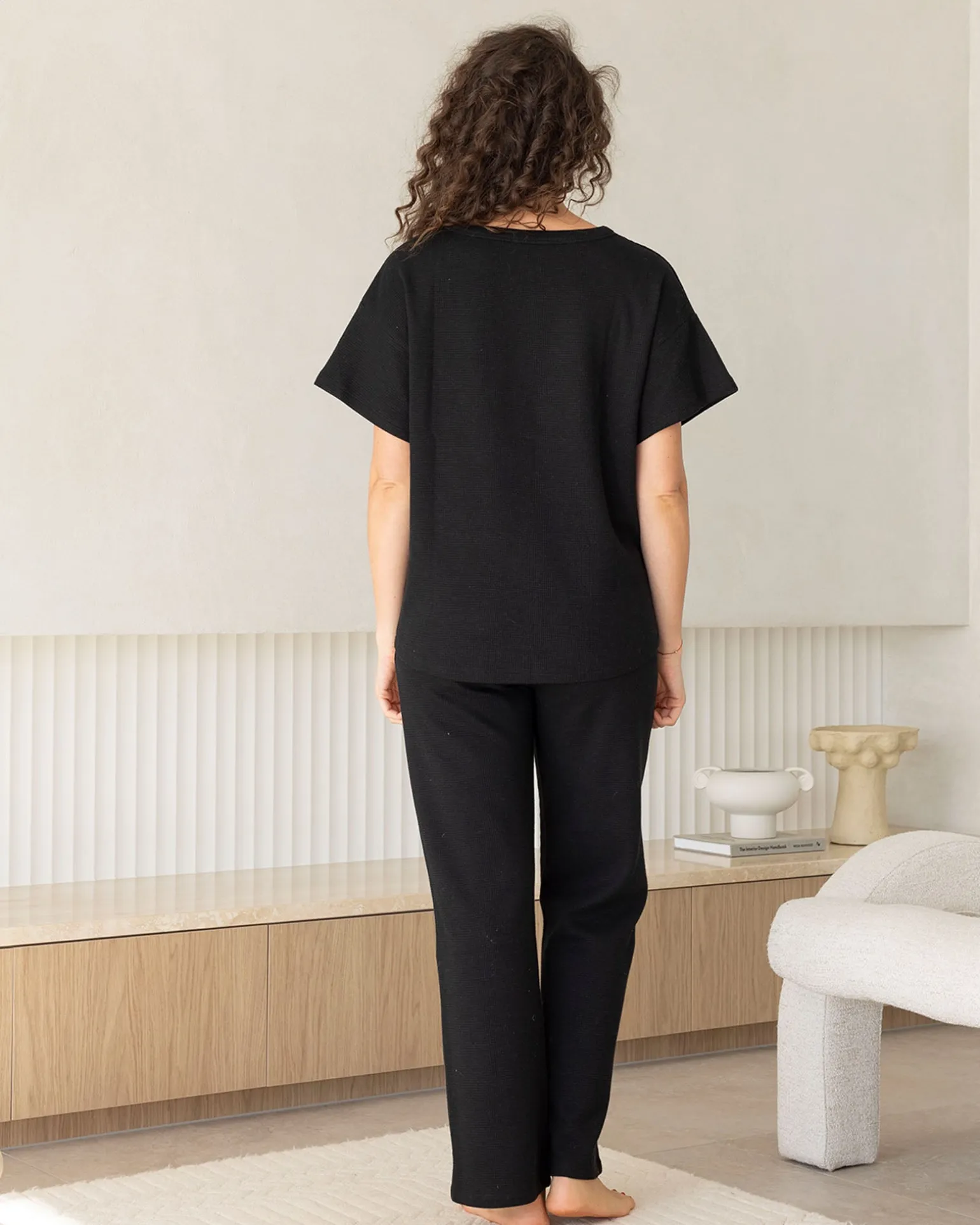 Ellen Maternity Cotton Blend Lounge Pants in Black