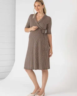 Eve Maternity Classic Wrap Dress in Link Print