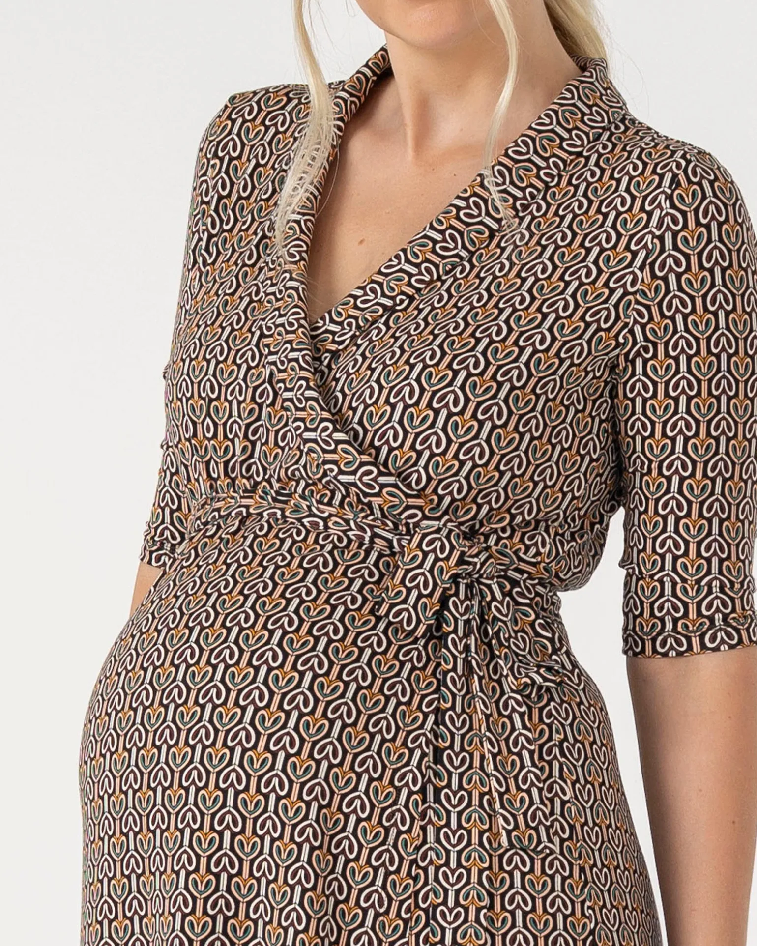Eve Maternity Classic Wrap Dress in Link Print