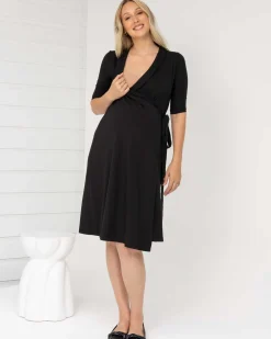Eve Maternity Classic Wrap Dress in Black
