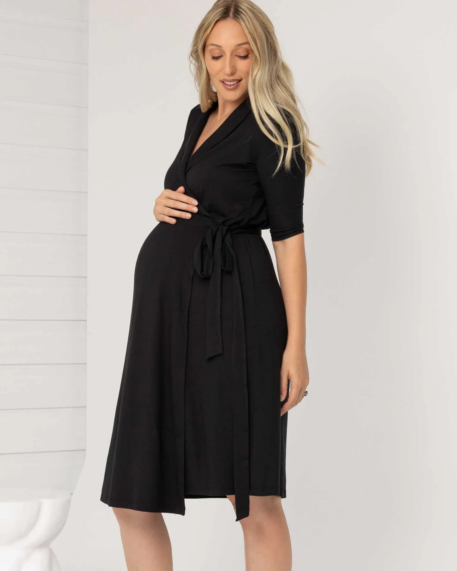 Eve Maternity Classic Wrap Dress in Black