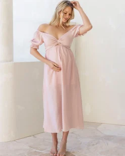 Fabia Reversible Tie Maternity Dress In Soft Pink