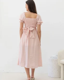 Fabia Reversible Tie Maternity Dress In Soft Pink