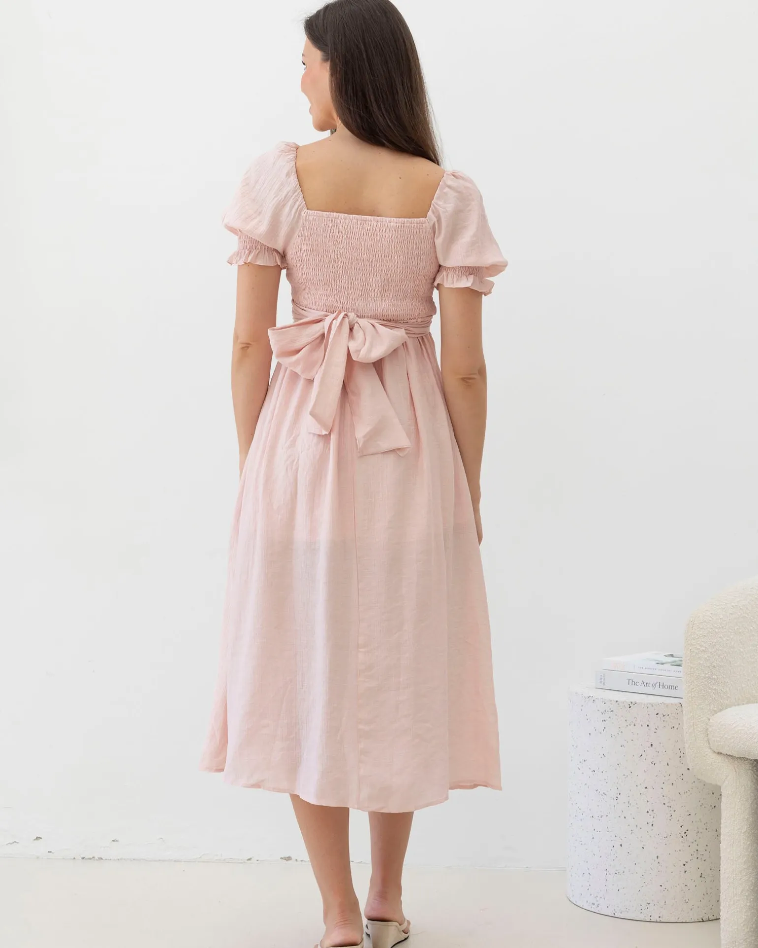 Fabia Reversible Tie Maternity Dress In Soft Pink