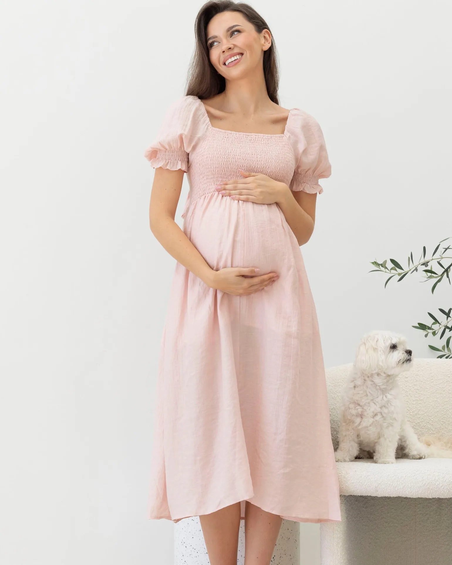 Fabia Reversible Tie Maternity Dress In Soft Pink