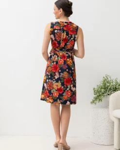 Flora Sleeveless Red Floral Print Maternity Wrap Dress