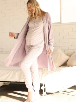 Full Sleeve Maternity and Nursing Bamboo/Cotton Lavender Pajama Set