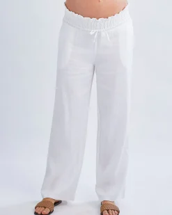 Giulia Maternity Linen Pants in White