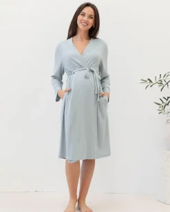 Grace Maternity & Nursing Robe - Sea Mist