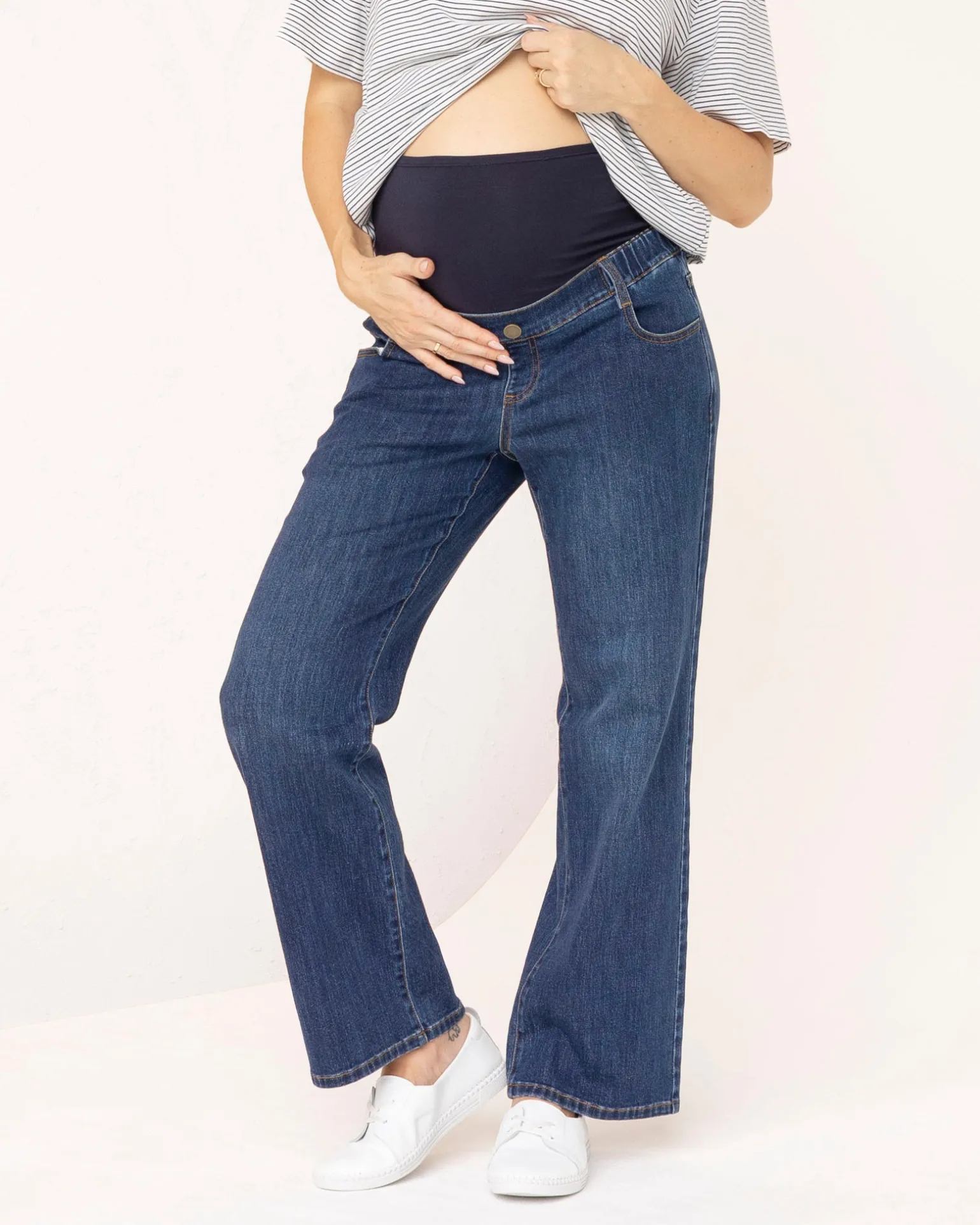 High Waist Relaxed Maternity Denim Blue Jean