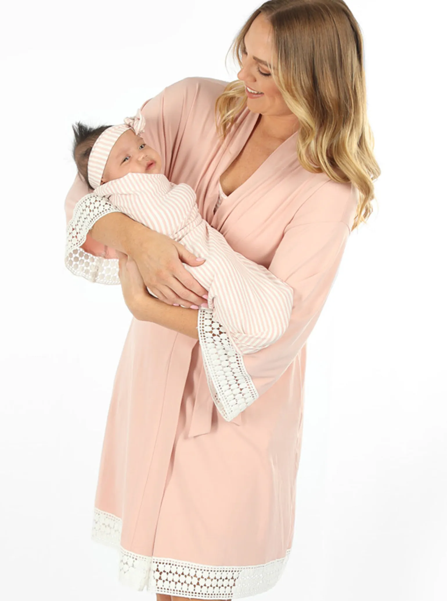 Hospital Pack: Maternity Nightie + Robe + Free Baby Wrap - Pink