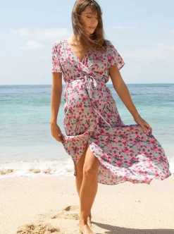 Isabella Floral Pink Maternity & Nursing Flowy Dress
