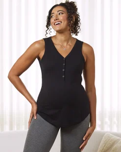 Ivy Maternity Cotton Singlet - Black
