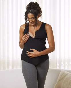 Ivy Maternity Cotton Singlet - Black
