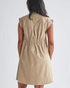Kaya Maternity Safari Shirt Dress In Beige