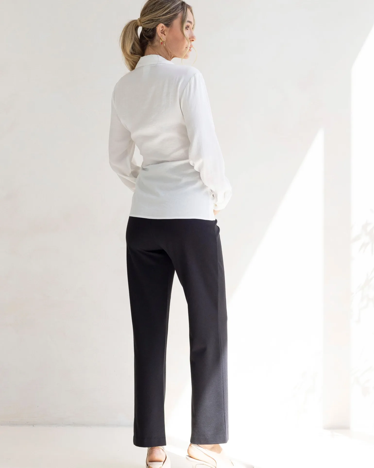 Lea Wrap Maternity White Work Shirt