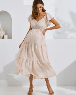 Lila Baby Shower Maternity Dress in Nude Pink