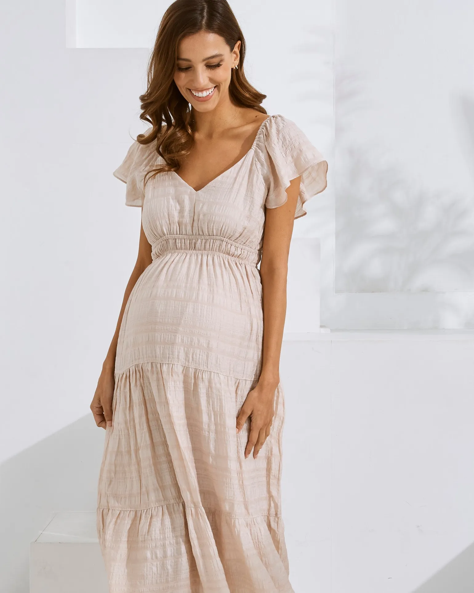 Lila Baby Shower Maternity Dress in Nude Pink