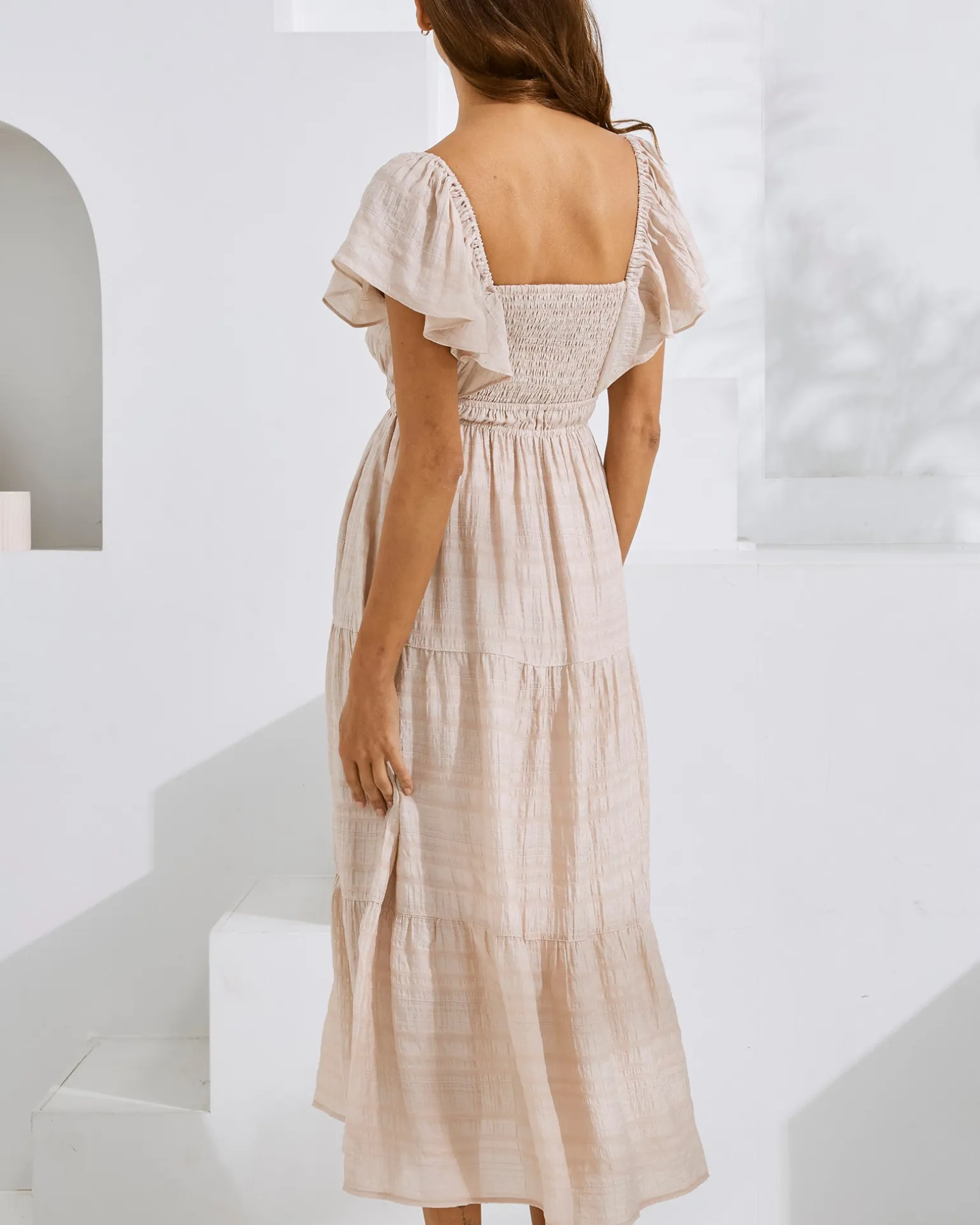 Lila Baby Shower Maternity Dress in Nude Pink