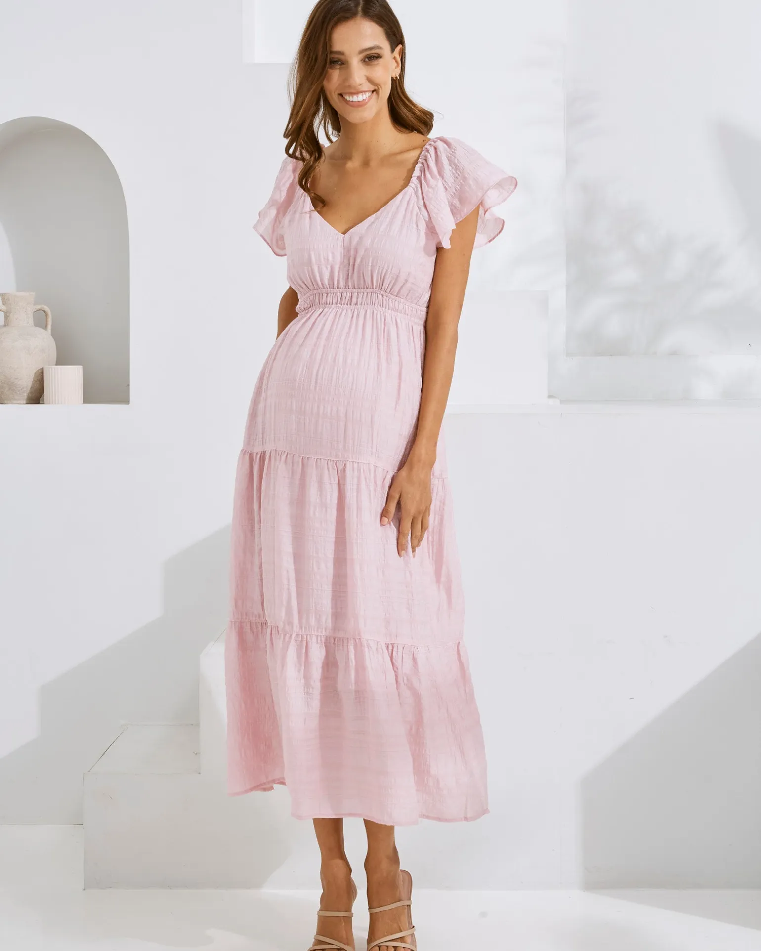 Lila Baby Shower Maternity Dress in Candy Pink