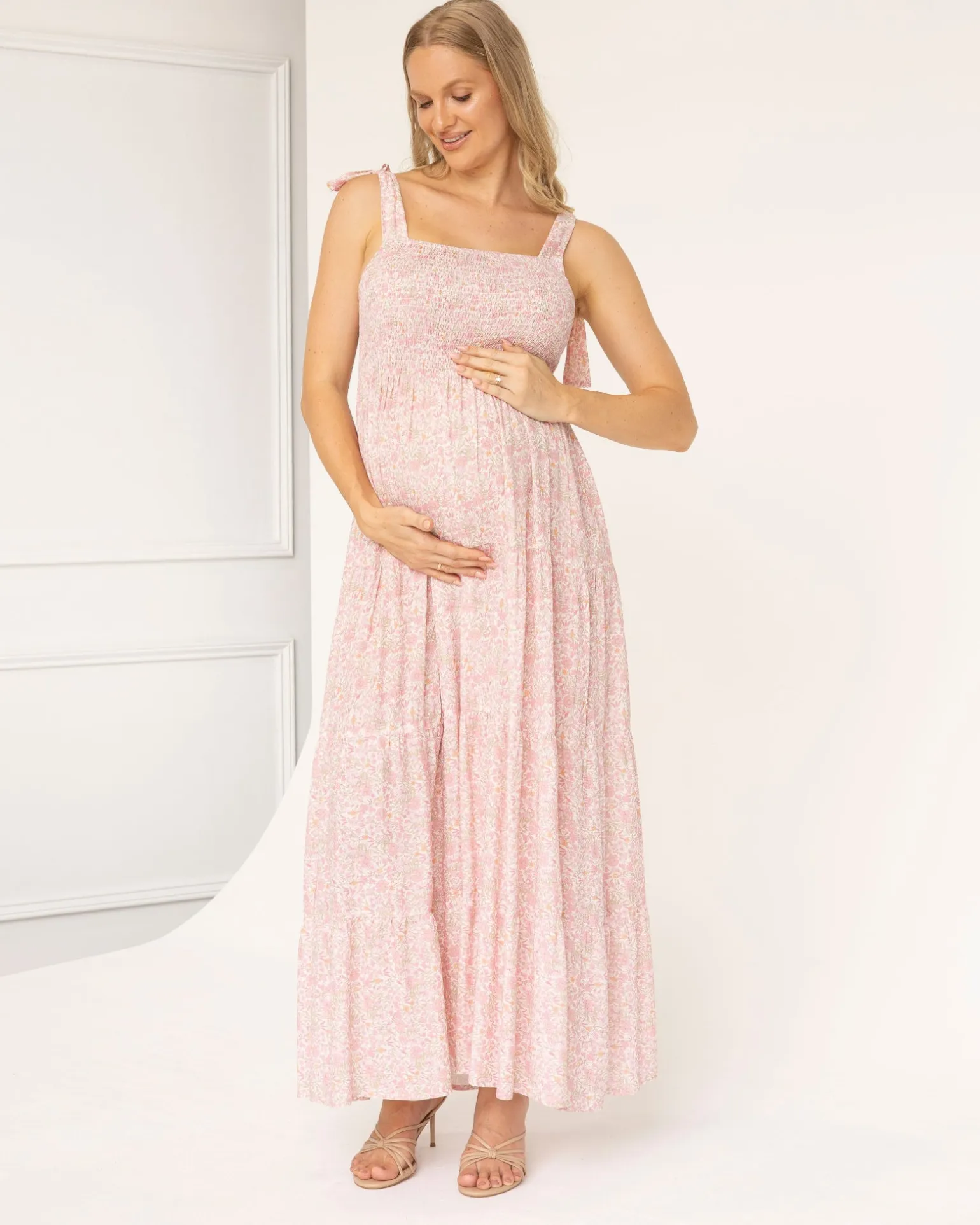Lilliana Maternity Dress in Pink Floral