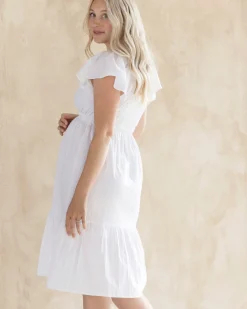 Élodie Maternity Short Sundress in White