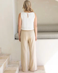 Luana Maternity Cropped Tank Top in Ivory