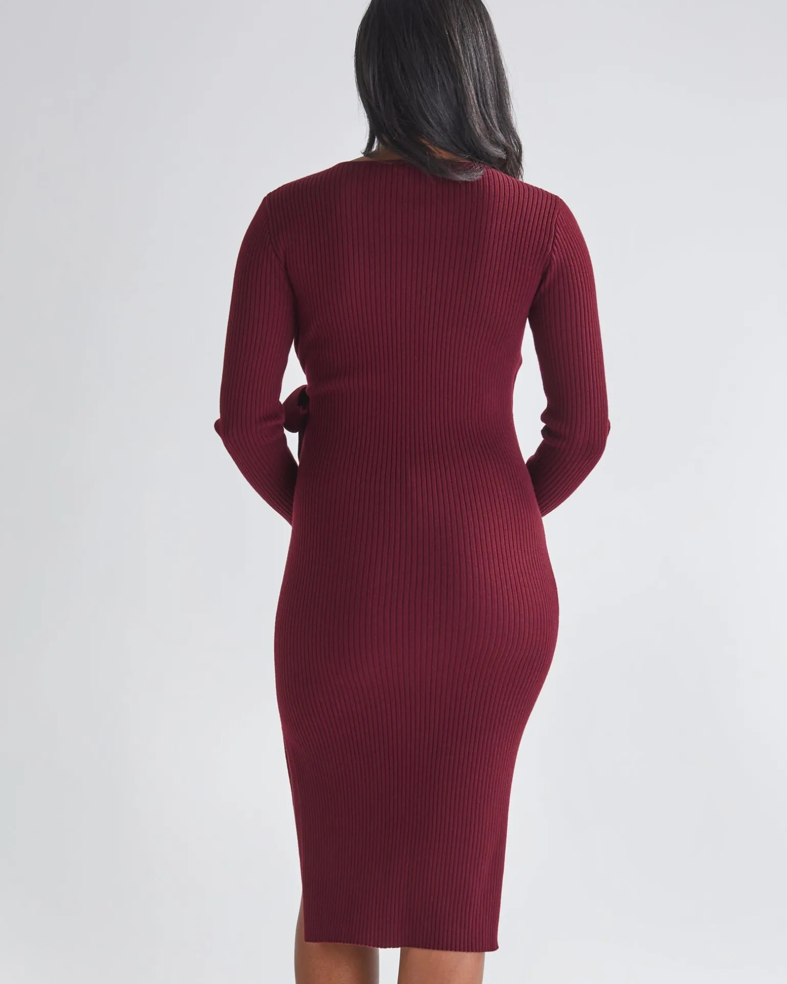 Lucille Knit Maternity Dress in Burgundy
