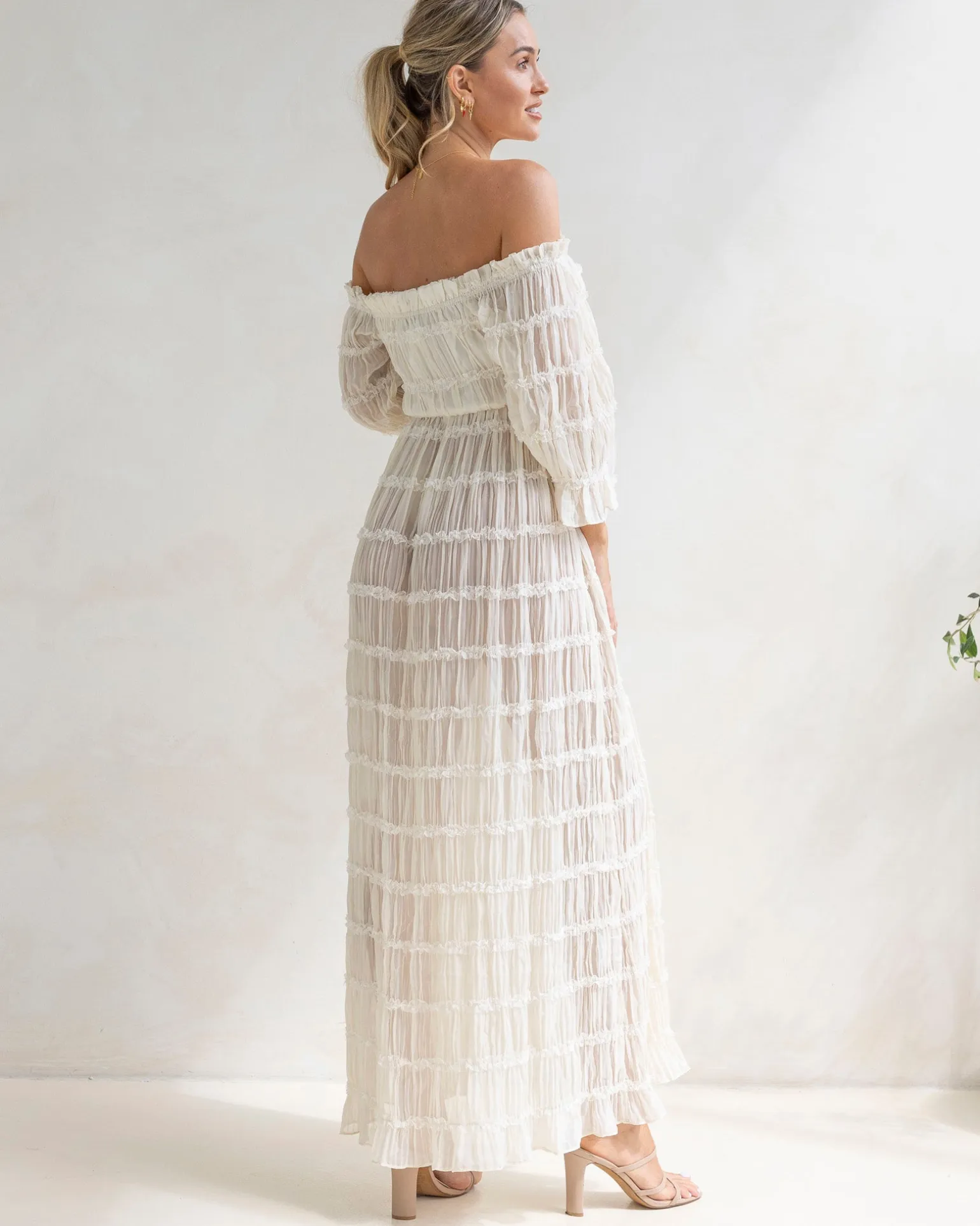 Mariana Sheer Maternity Photoshoot Dress in White