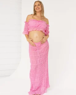 Marisol 2 piece Maternity Photoshoot Dress in Candy Pink