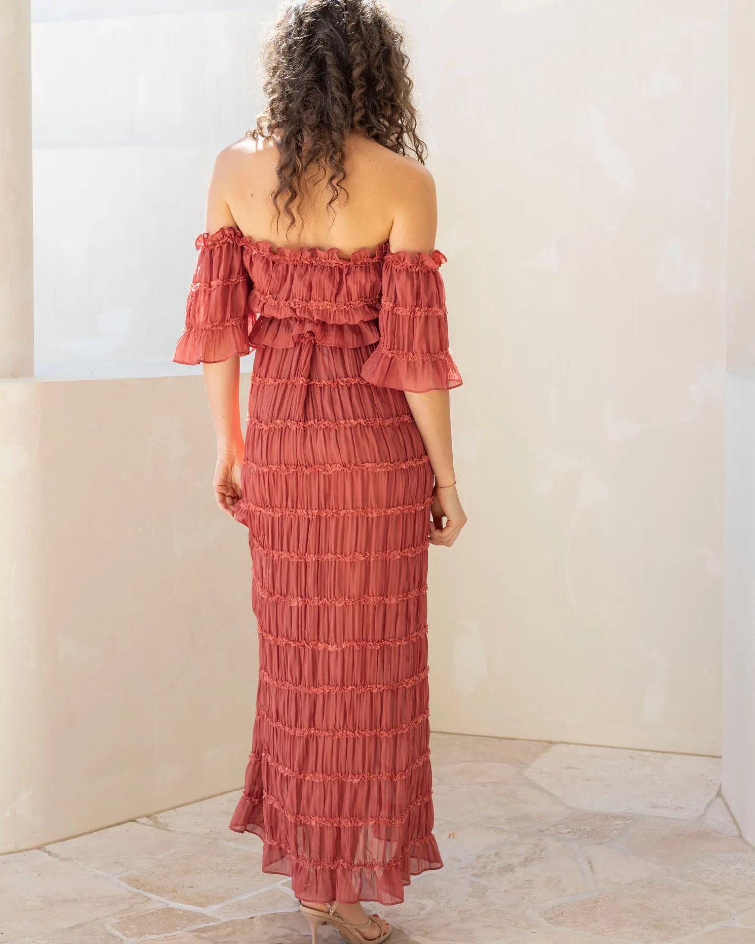 Marisol 2 piece Maternity Photoshoot Dress in Crimson Glow