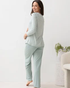 Maternity and Nursing Bamboo/Cotton Pyjama Set - Sage