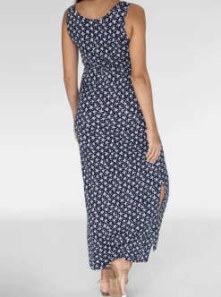Maternity and Nursing Button up front Maxi Dress in Navy