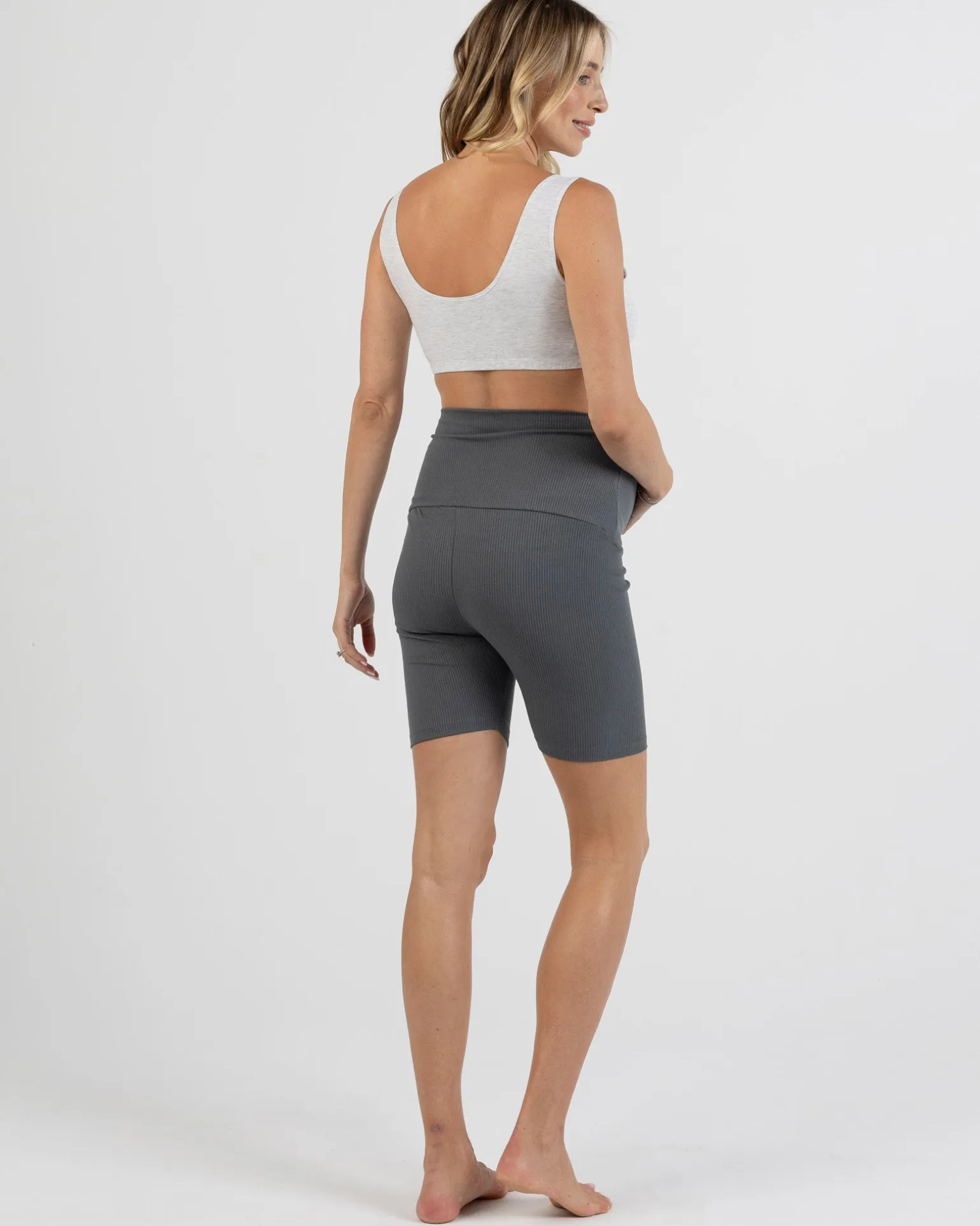 Maternity Bamboo Bike Shorts in Slate Grey