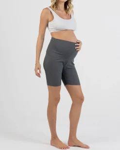 Maternity Bamboo Bike Shorts in Slate Grey