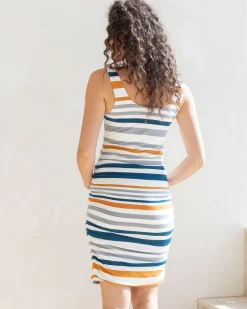 Maternity Bodycon Bamboo Fitted Dress in Stripe