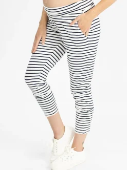 Maternity Comfort Lounge Pants in Navy Stripes