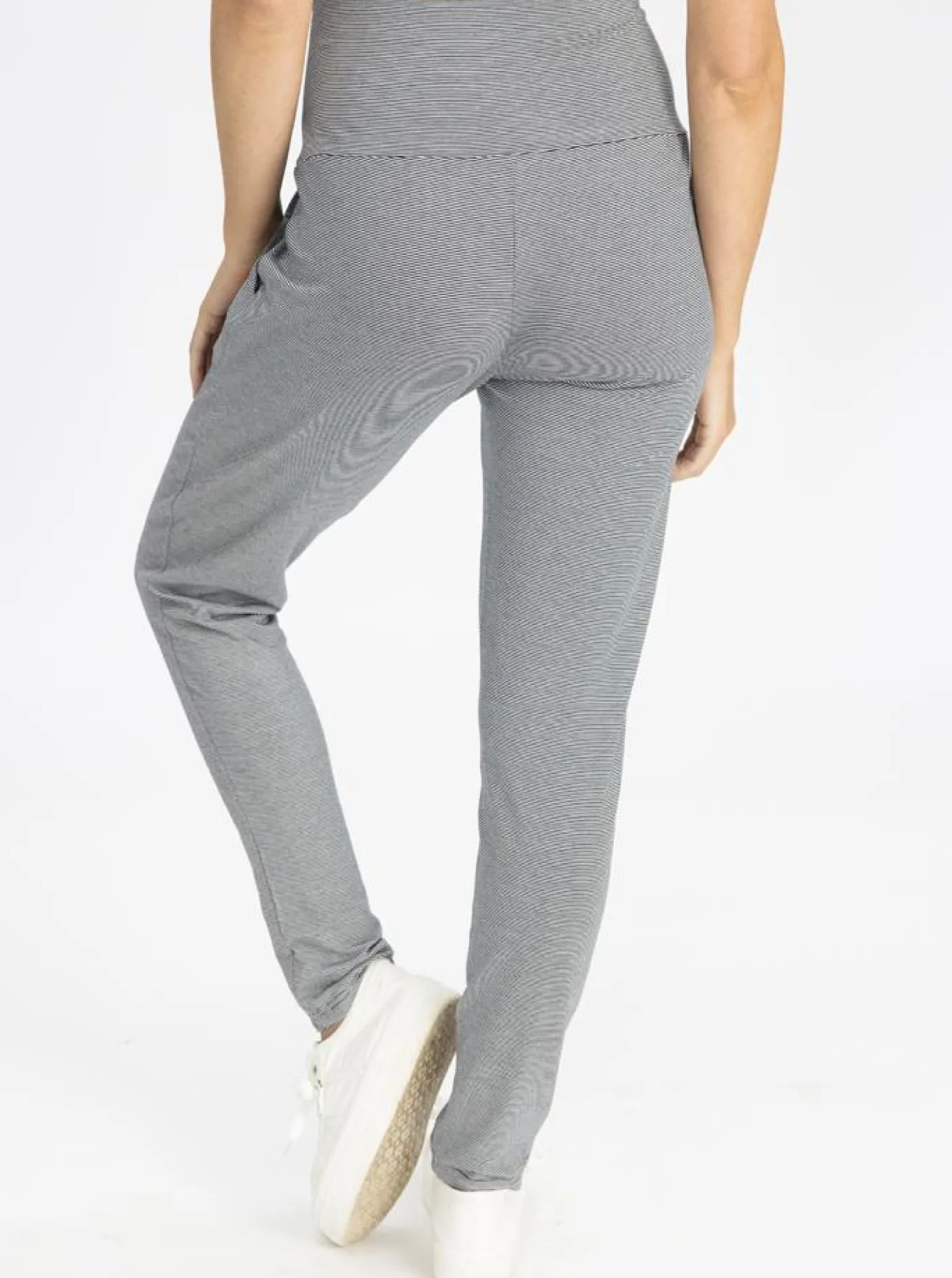 Maternity Comfy Lounge Pants in Thin Navy Stripes