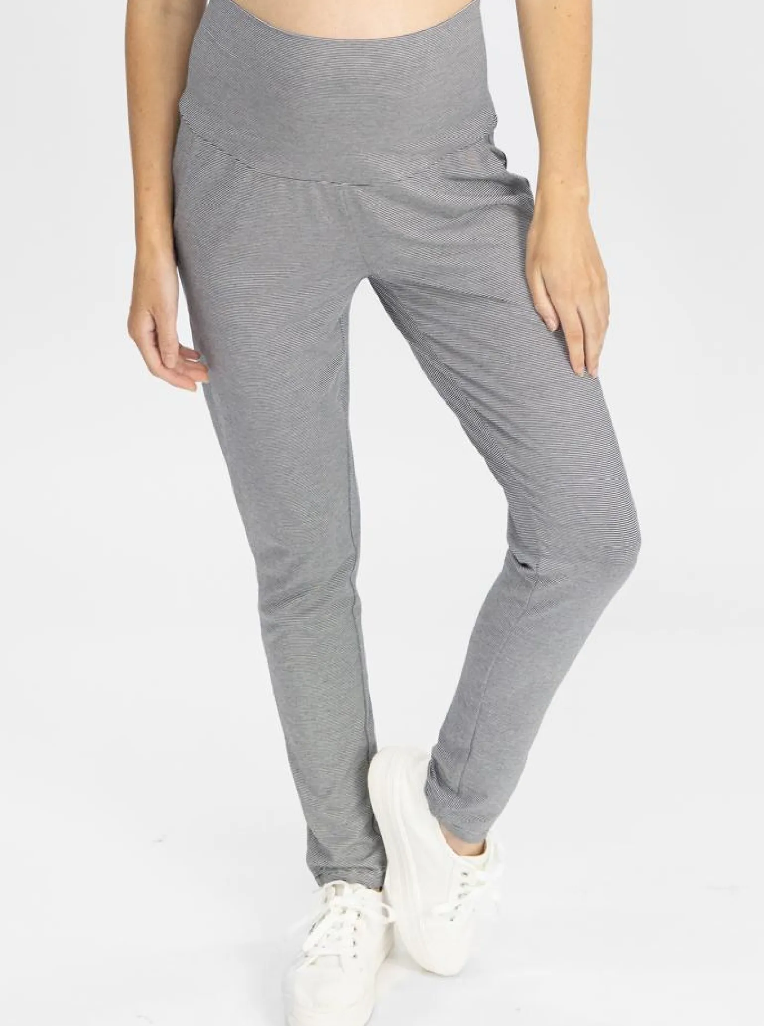 Maternity Comfy Lounge Pants in Thin Navy Stripes