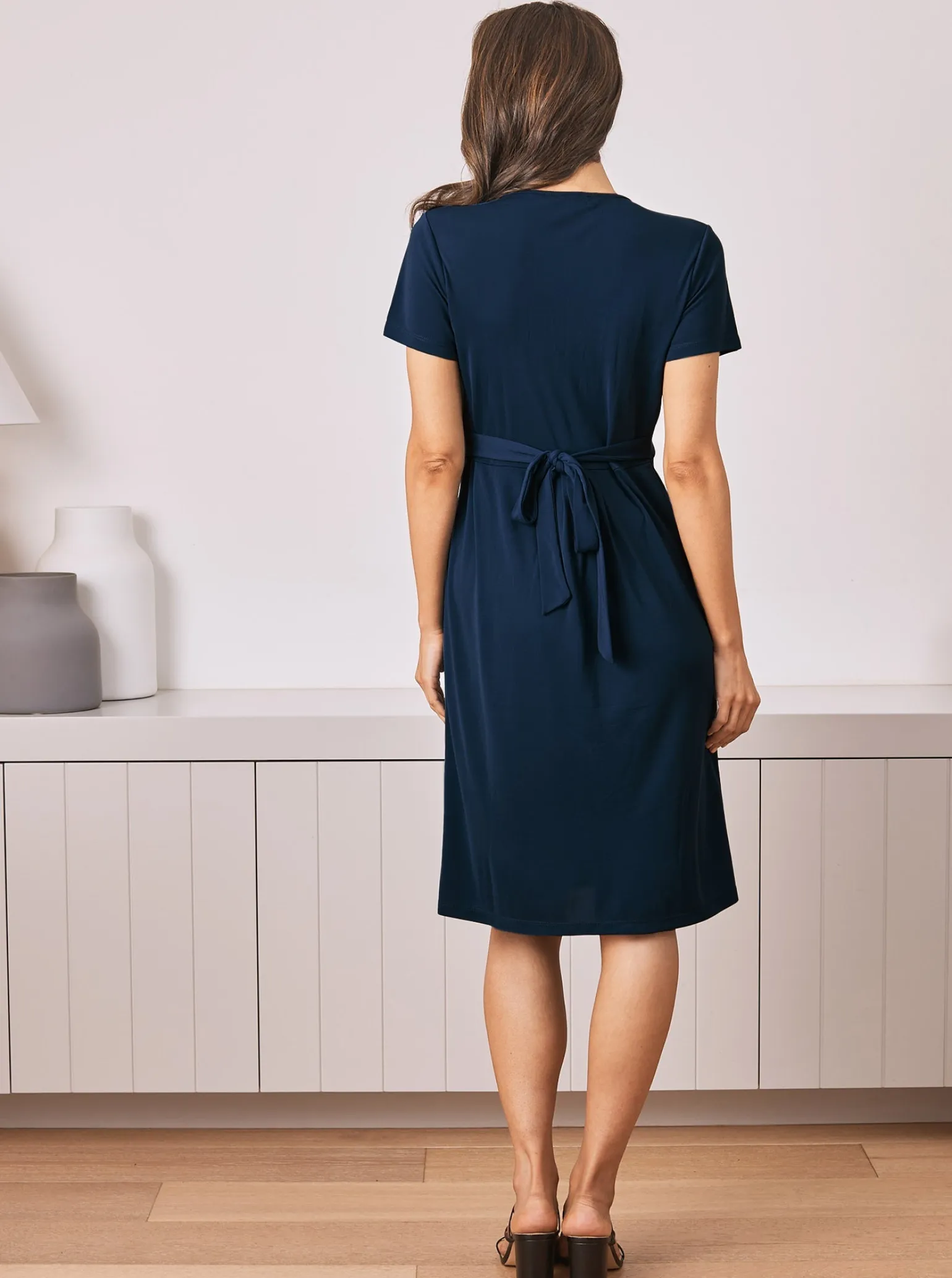 Maternity Crossover Neckline Jersey Dress - Dark Navy