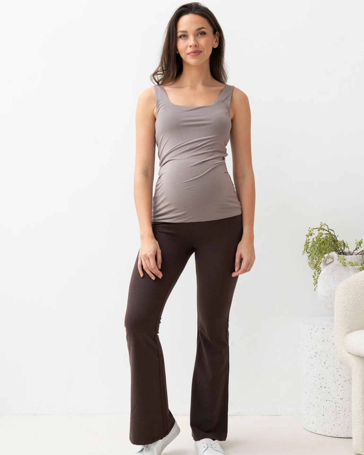 Maternity Deluxe Modal Tank in Mink Grey