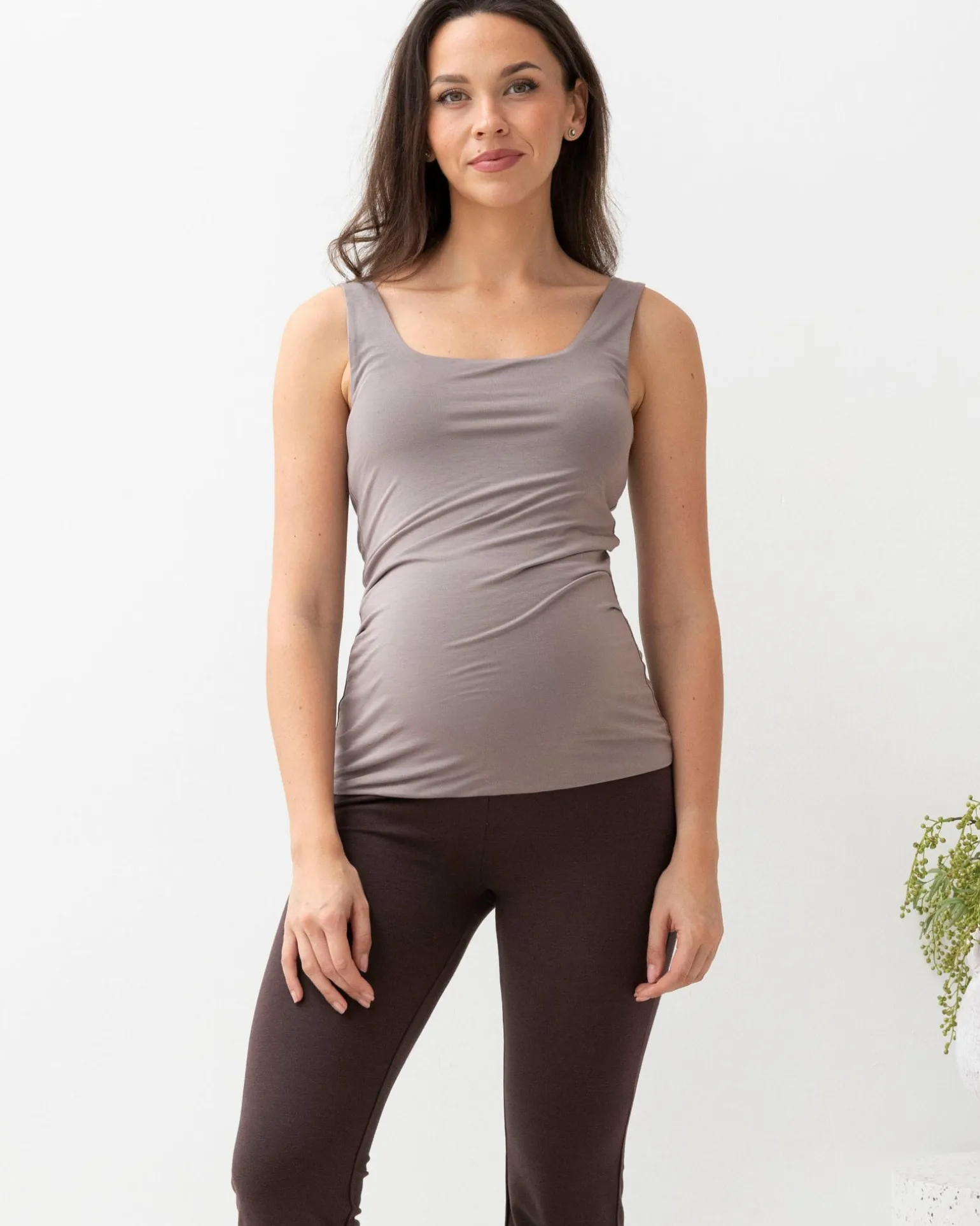 Maternity Deluxe Modal Tank in Mink Grey