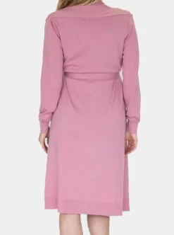 Maternity Long Knit Wool Blend Cardigan - Pink