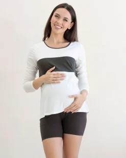Maternity Long Sleeve Lounge Top with Zipper Detail