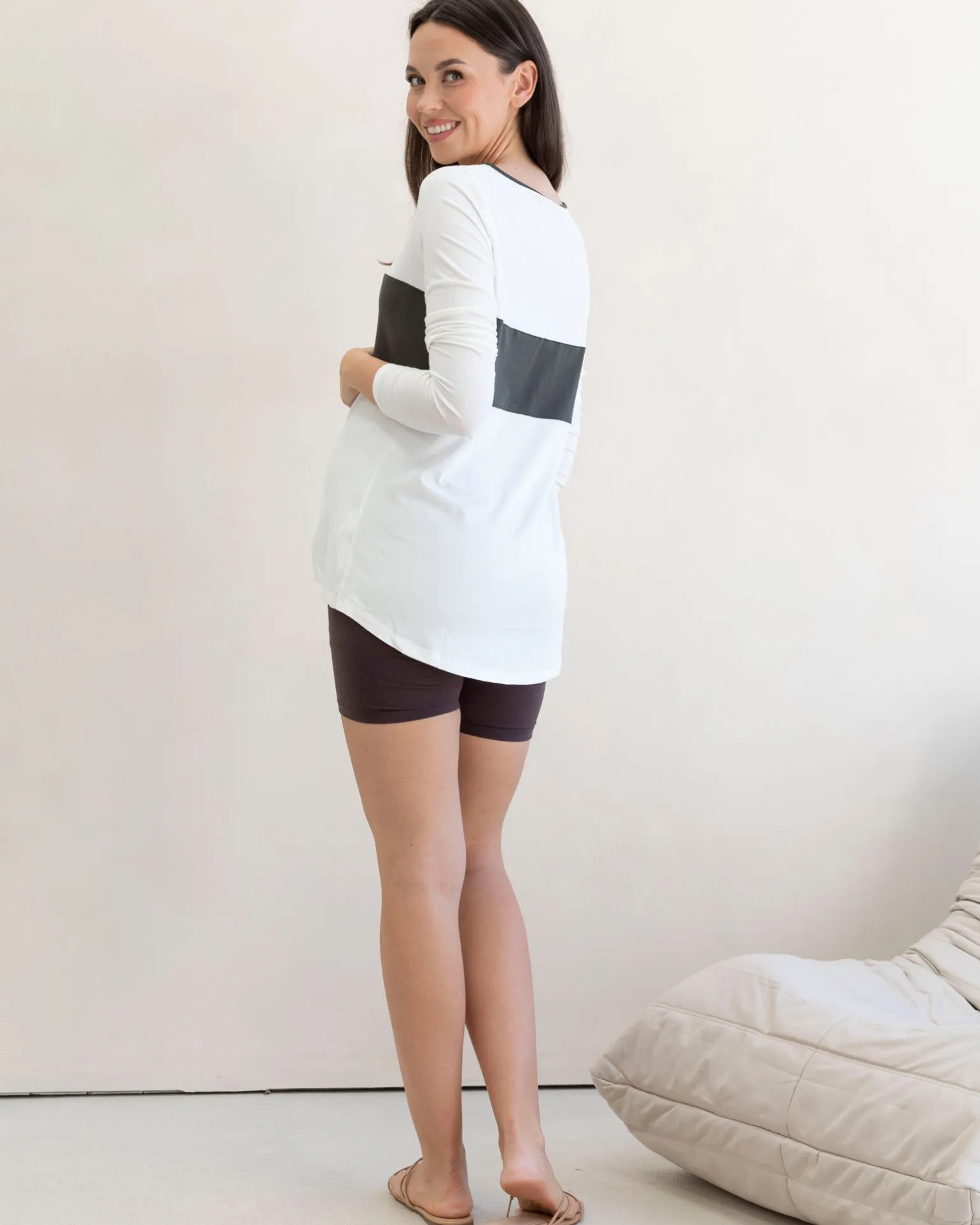 Maternity Long Sleeve Lounge Top with Zipper Detail