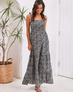 Maternity Maxi Lilliana Dress in Navy Floral