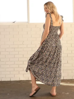 Maternity Maxi Lilliana Dress in Navy Floral