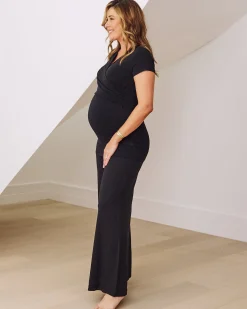 Maternity & Nursing Crossover Top - Black