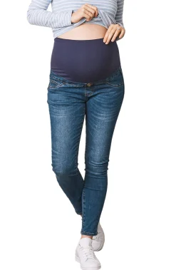 Maternity Over the Bump Fitted Denim Blue Jeans