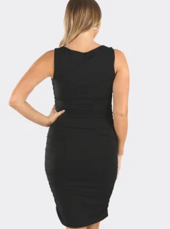 Maternity Sleeveless Bamboo Bodycon Dress in Black